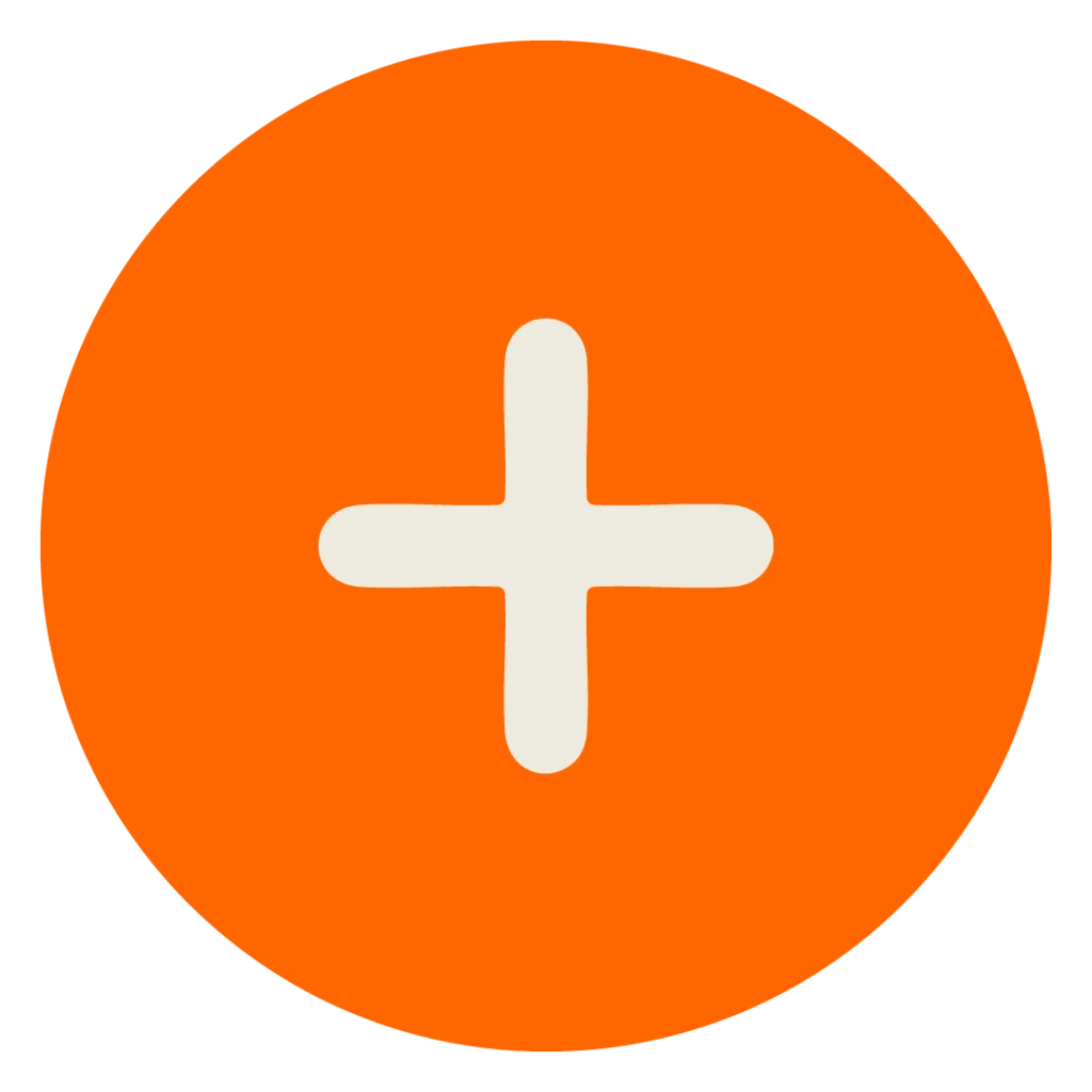 Beiges Icon eines Plus-Zeichens auf orangenem Kreis zur Darstellung der MINGLECONTROL Softwarefunktion "Plugins"