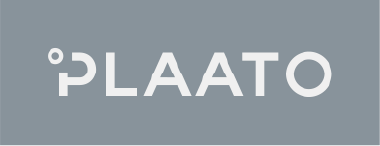 PLAATO Logo in Weiß auf grauem Hintergrund, Branding des PLAATO Sensors